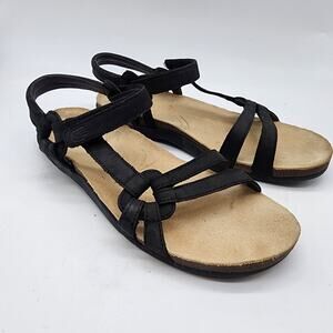 Teva Ventura Sandals Women's 9 Black Leather Strappy Sport Adjustable